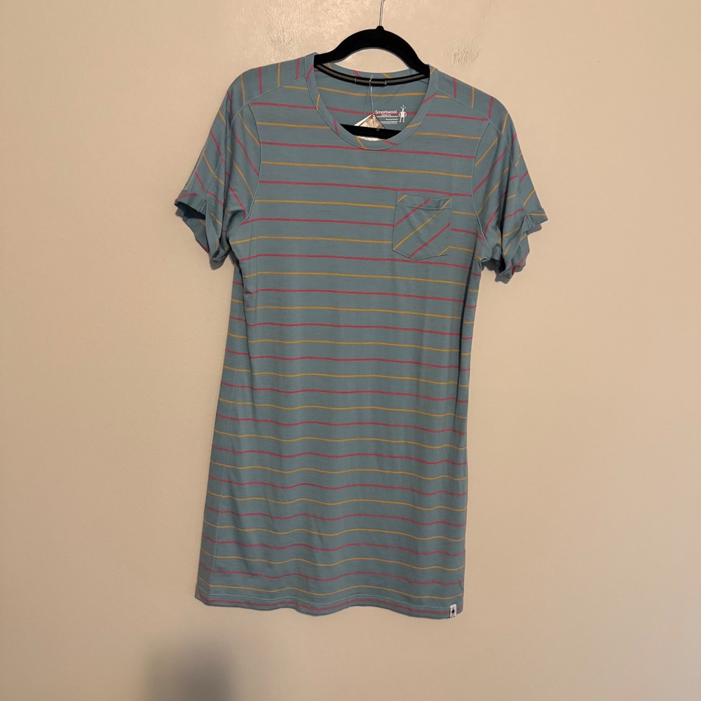 NWT Smartwool Merino 150‎ short sleeve dress striped S blue casual outdoor